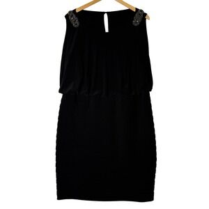 Womens‎ Black Embellished Sheath Cocktail Party Dress Size 16 Sleeveless